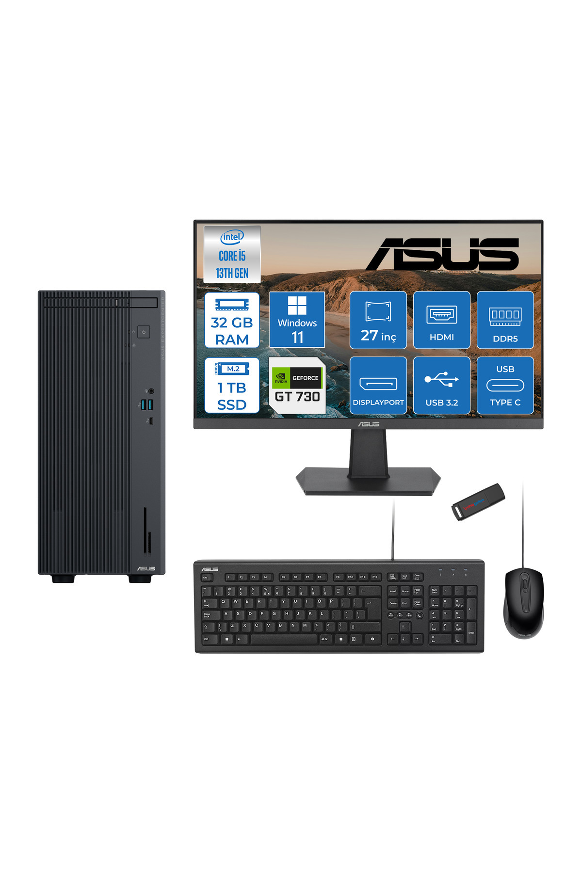 Expertcenter P500MV I5-13420H 32GB 1tb SSD WIN11HOME 4GB/GT730 27
