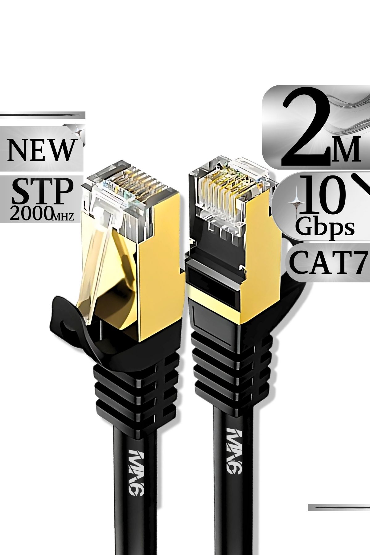 MN6 M109f Cat7 Kablo 2 Metre/10gbps-50 Mikron Altın Kaplama/stp/cat7 Ethernet Kablosu