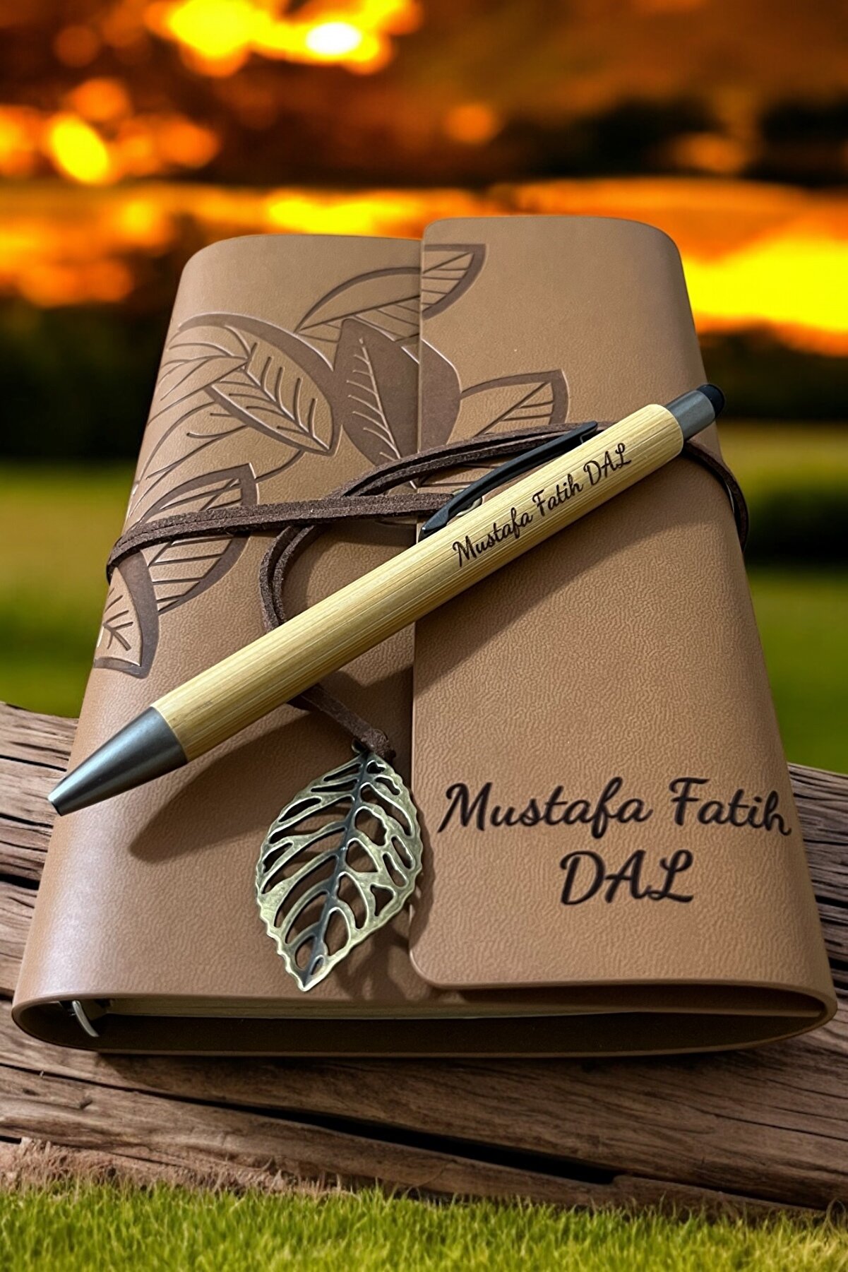 Zeysel Store Kişiye Özel Bambu Touch Kalem & Vegan Deri Defter Hediye Seti