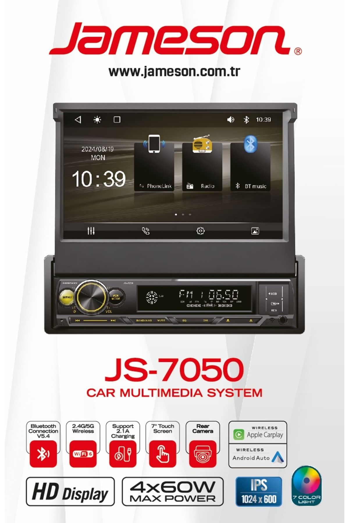 Jameson JS-7050 INDASH TEYP CARPLAY ANDROİD AUTO AHD KAMERA  uyumlu