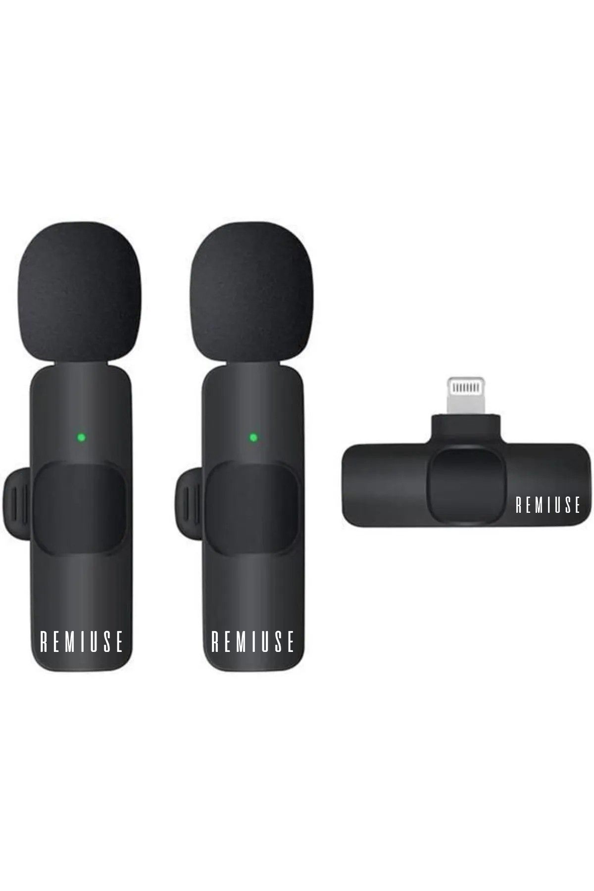Remiuse Kablosuz Yaka Mikrofonu 2'li Mini Wireles Lightning Mikrofon | Youtube, Tiktok, Canlı Yayın için