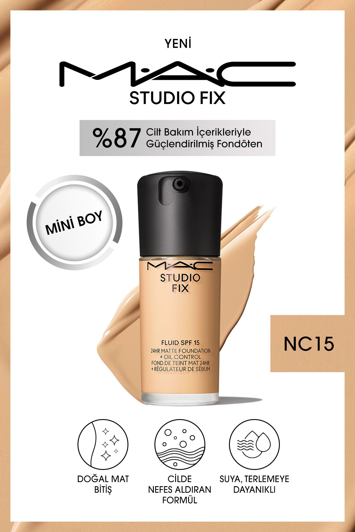 Mac Studıo Fıx Fluıd Spf 15 Mını Mat Fondöten-nc15 15 ml