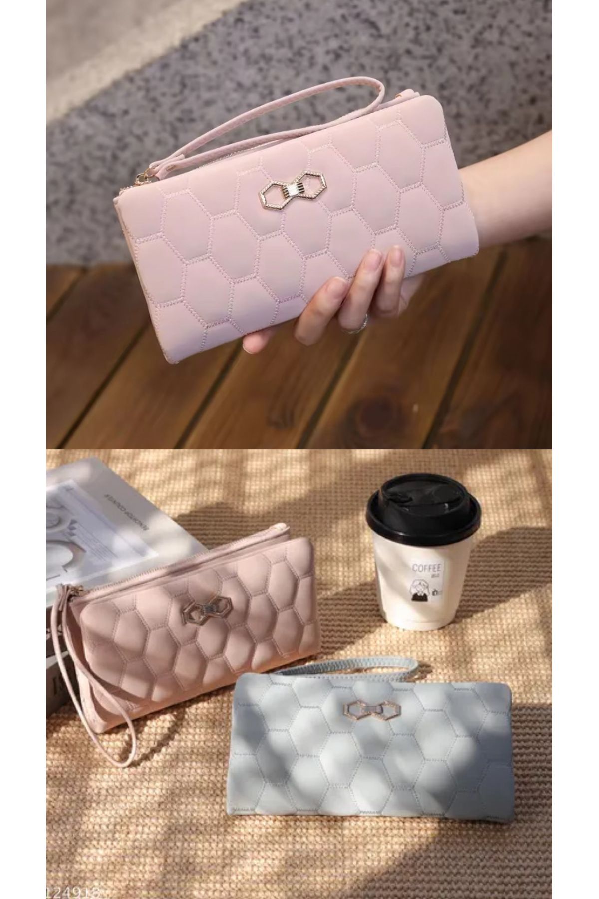 rinkadoll Yeni tasarım kaliteli yumuşak doku bileklikli kullanışlı cüzdan