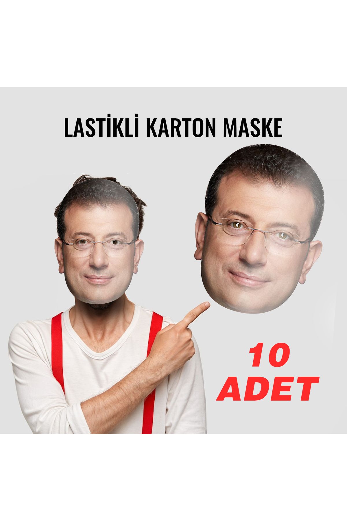 heryerehediye Ekrem Imamoğlu Karton Yüz Maskesi Lastikli Kullanıma Hazır (10 ADET)