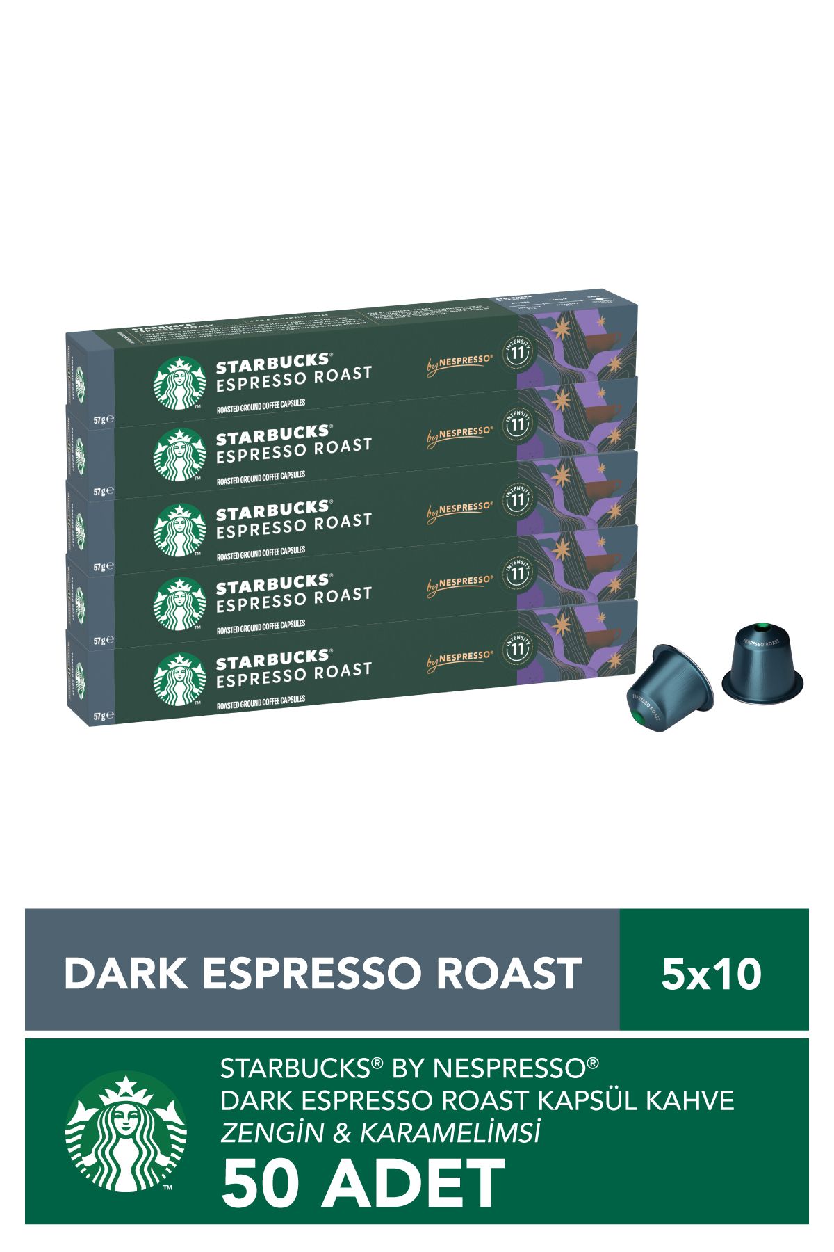 Starbucks By Nespresso Dark Espresso Roast Kapsül Kahve 5 X 10 adet