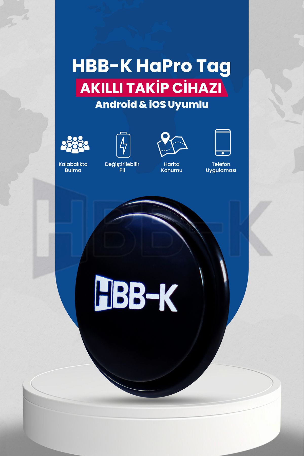 HBB-K Hapro Tag Ios & Android Uyumlu Airtag Akıllı Gps Takip Cihazı(SİYAH)