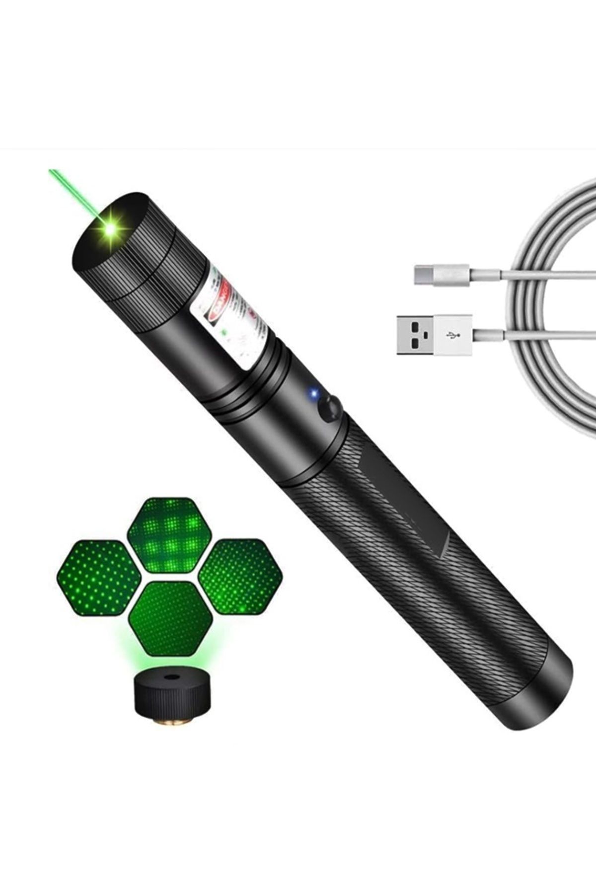 newnet Metal Kasa Yüksek Kaliteli Yeşil Lazer İşaretçi Usb Şarjlı 5 Km Menzilli Laser Pointer