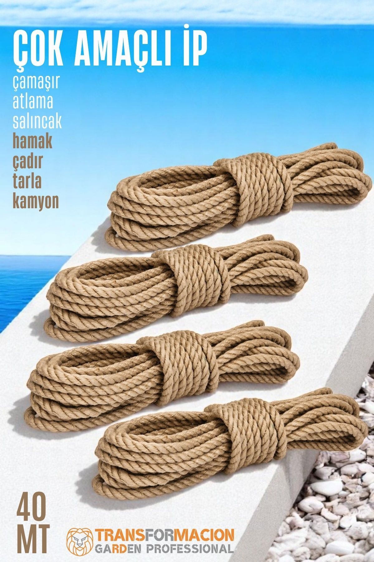 Transformacion Çok Amaçlı Kalın İp Hamak İpi - Çamaşır İpi Salıncak İpi Atlama İpi 40 Metre 721767