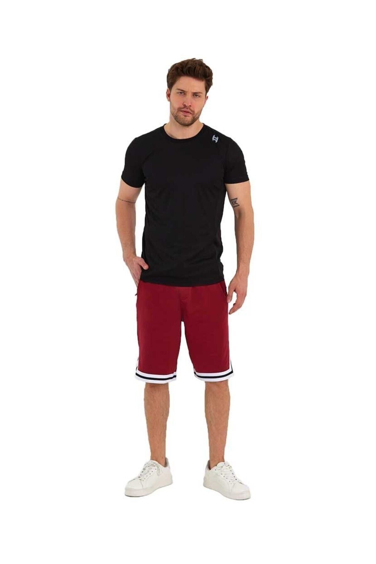 Adams Erkek Polyester Beyaz Şeritli Basketbol Şort