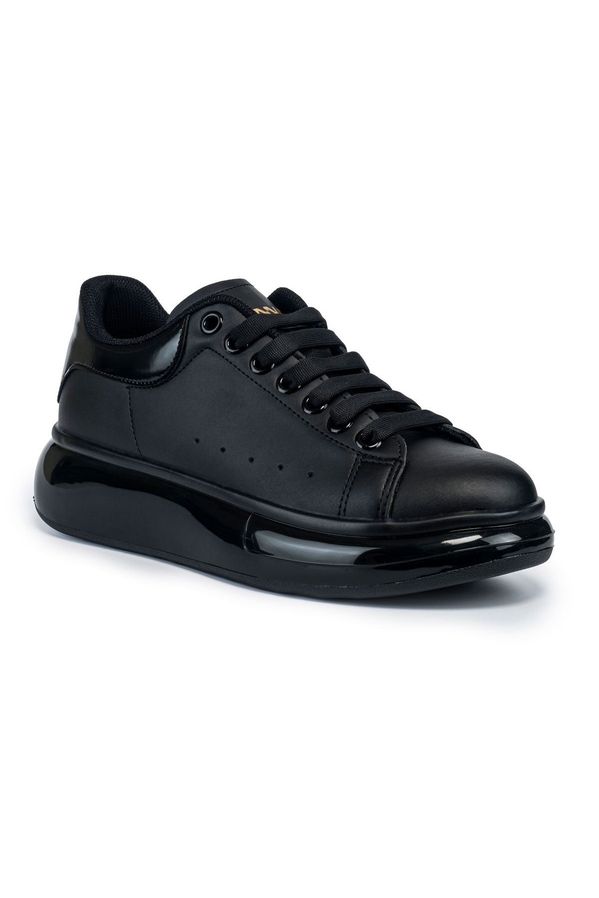 Lennox Erkek Parlak Balon Taban Siyah Yüksek Tabanlı Sneaker Ayakkabı