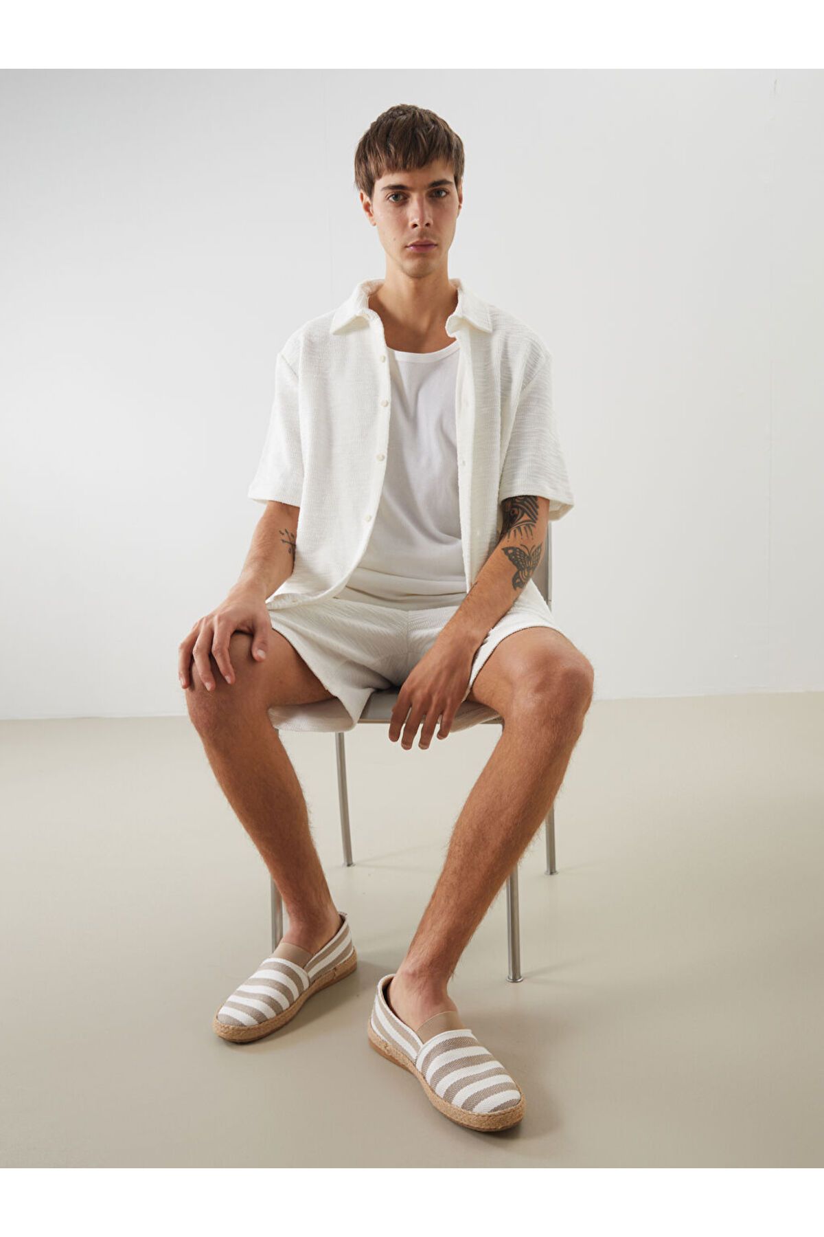 LC Waikiki LCW STEPS Bej Çizgi Desenli Erkek Espadril Ayakkabı
