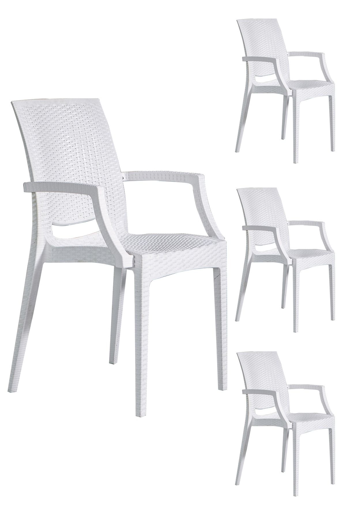 SANDALİE 4 Adet Rattan Lüx Beyaz Sandalye / Balkon-bahçe-teras