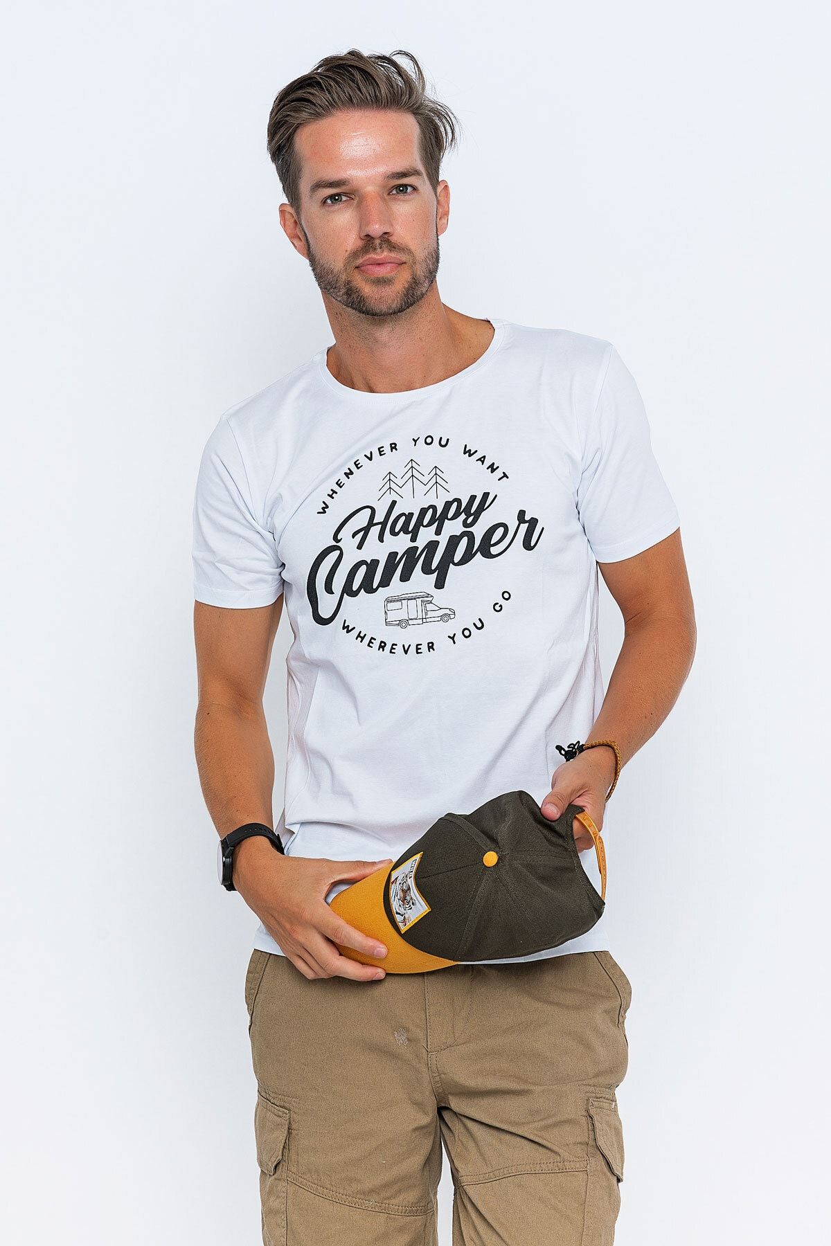 XCLSV SPORT Kamp Temalı Happy Camper Baskılı Tişört