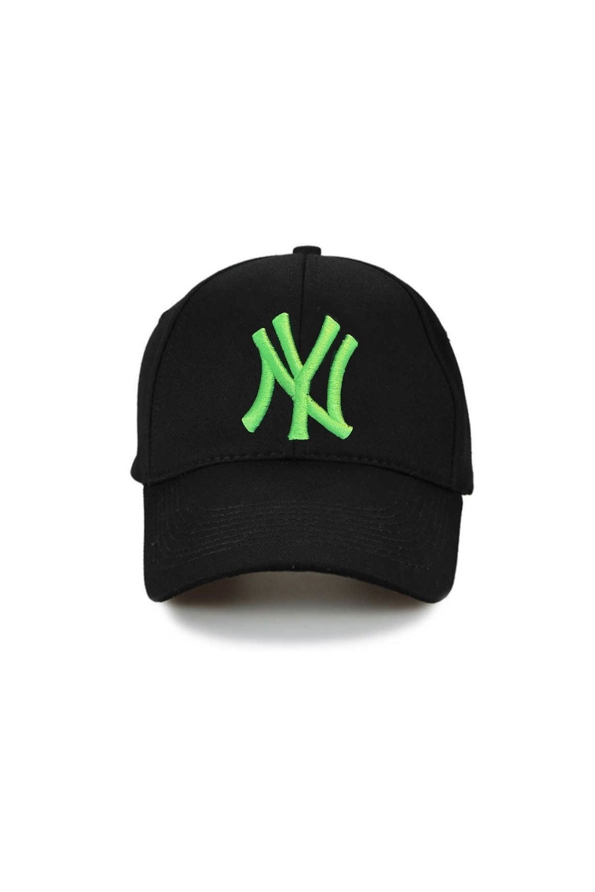 NuxFah Ny New York Unisex Siyah Şapka Özel Forforlu Yeşil Nakış