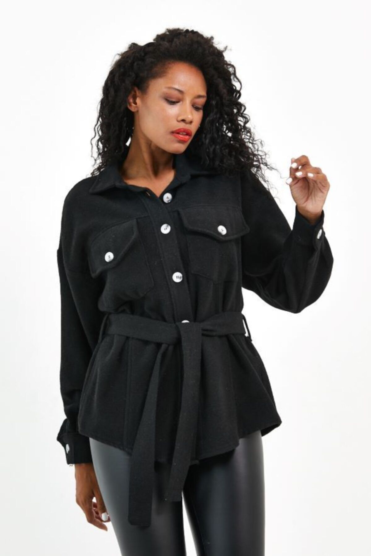 VOLT CLOTHİNG Kadın Kuşaklı Oversize Ceket