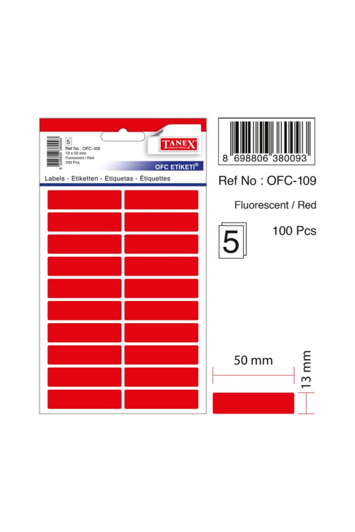 Tanex Yapışkanlı Lazer Etiket Ofc-109 50x13 Mm (beyaz 200 Lü - Renkliler 10 Lu 1 Paket)