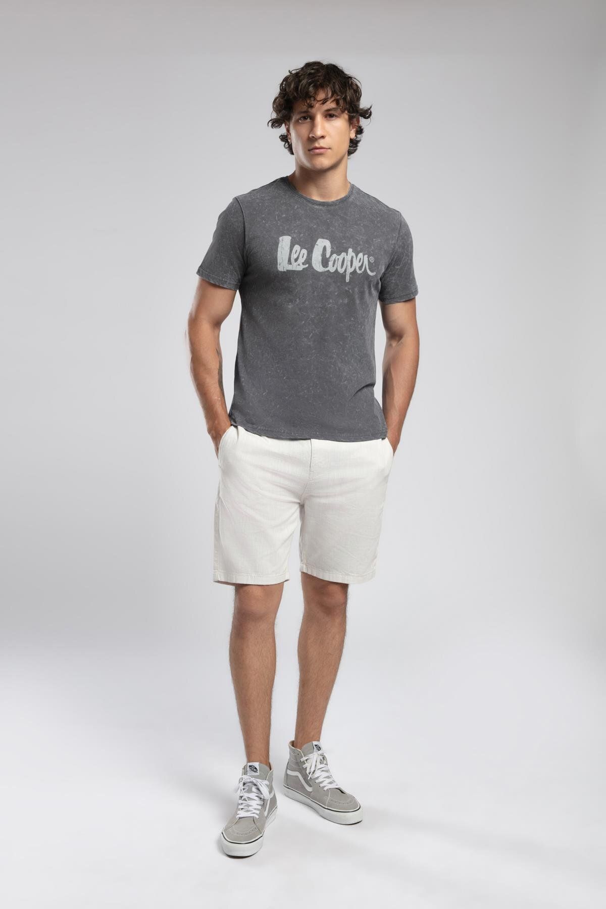 Lee Cooper Burf Erkek %100 Pamuk Dokuma Şort Ekru