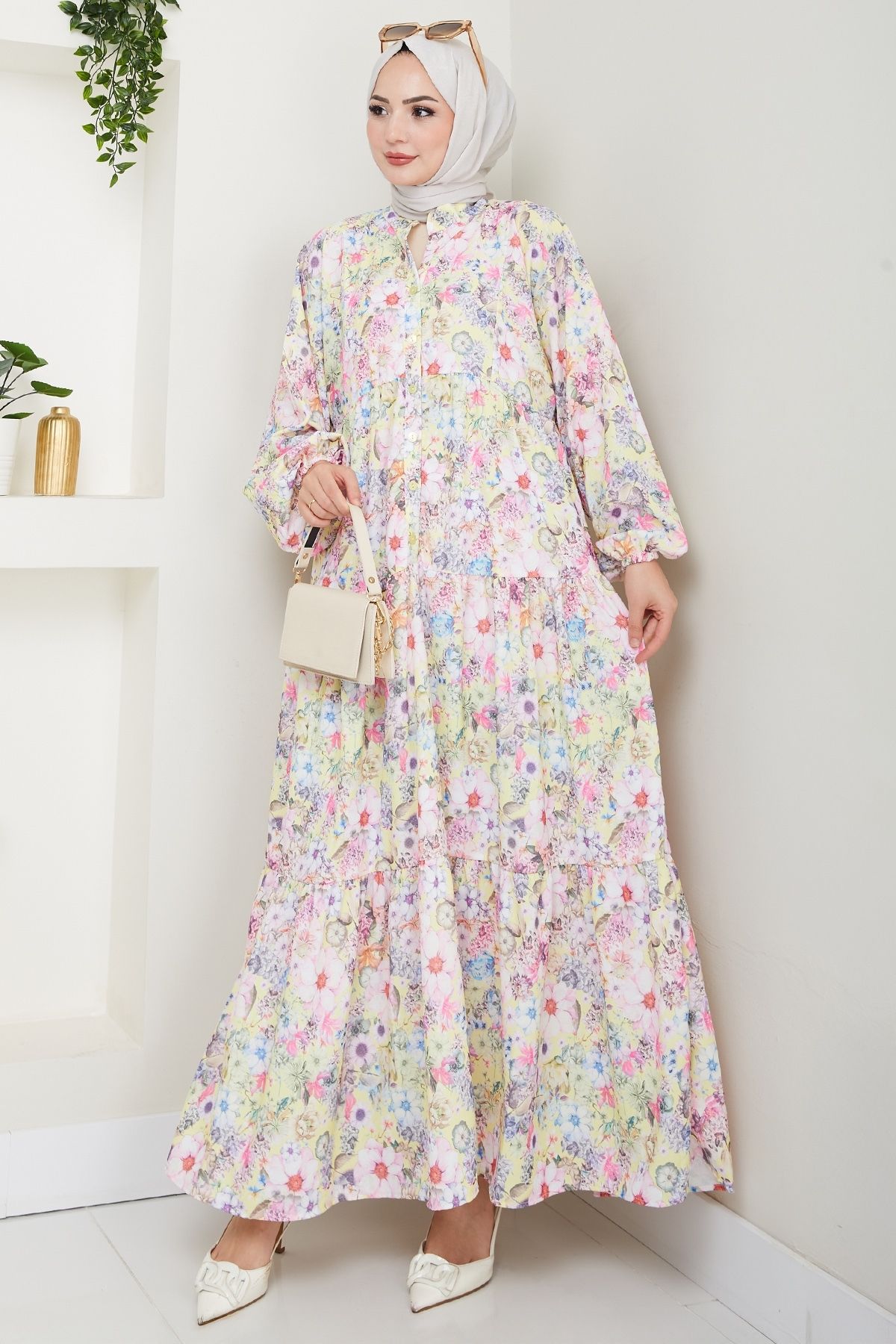 InStyle Mango Viskon Elbise Sarı