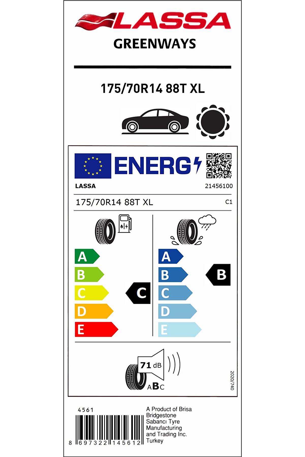 175/70R14 88T XL GREENWAYS OTO YAZ LASTİĞİ (ÜRETİM YILI872025)