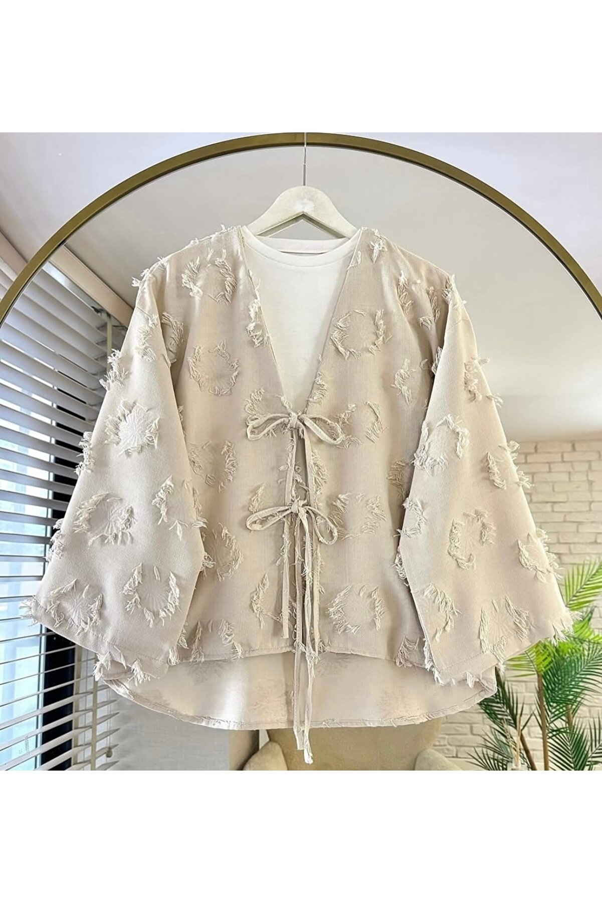 AÈC PRIVÈ Kadın Yazlık Müslin Kimono Gömlek 7777 | Bağlamalı Stilde