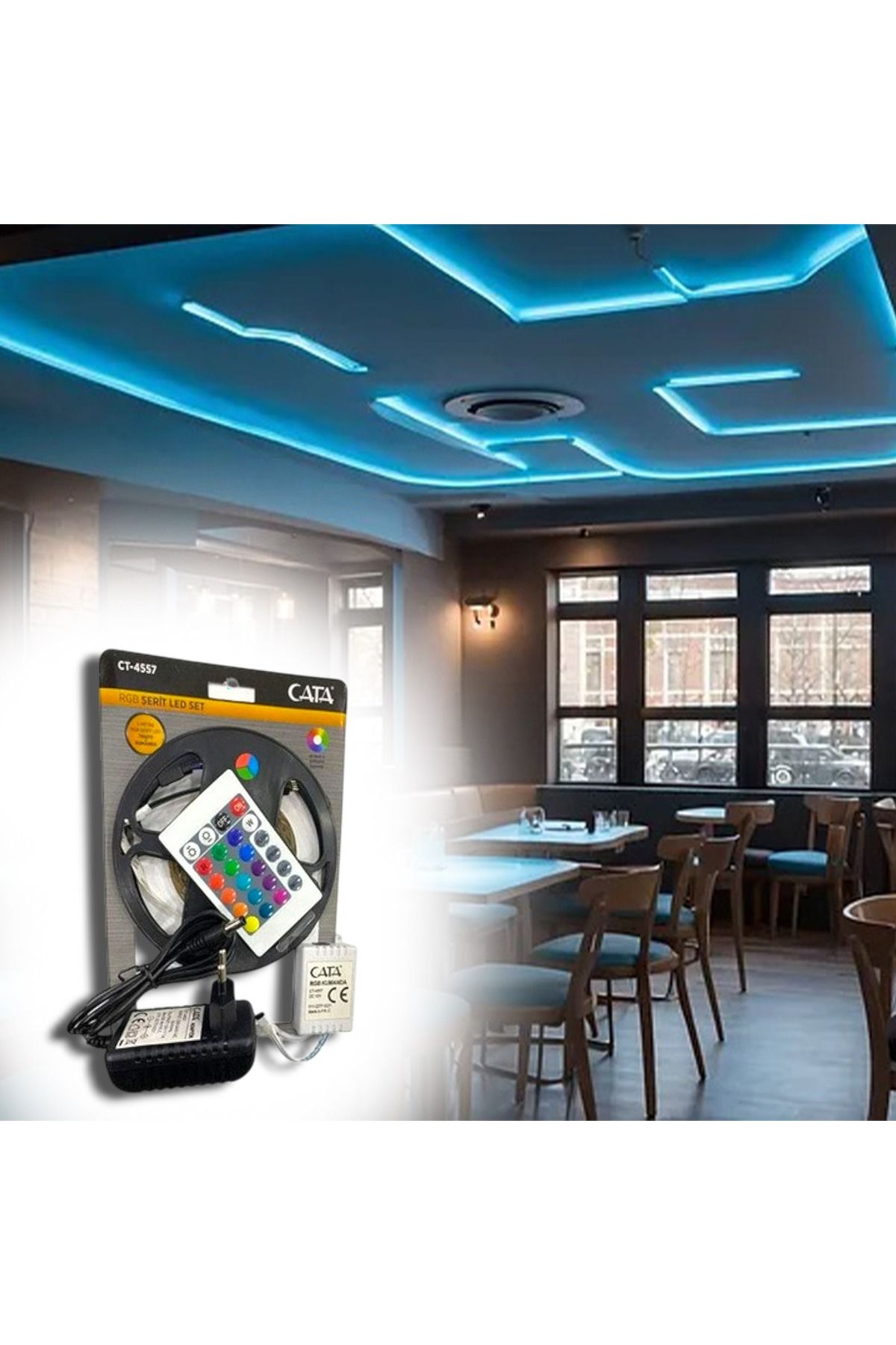 Cata Rgb Şerit Led Seti 3 Renk (5 MT RGB ŞERİT TRAFO RGB KUMANDA)