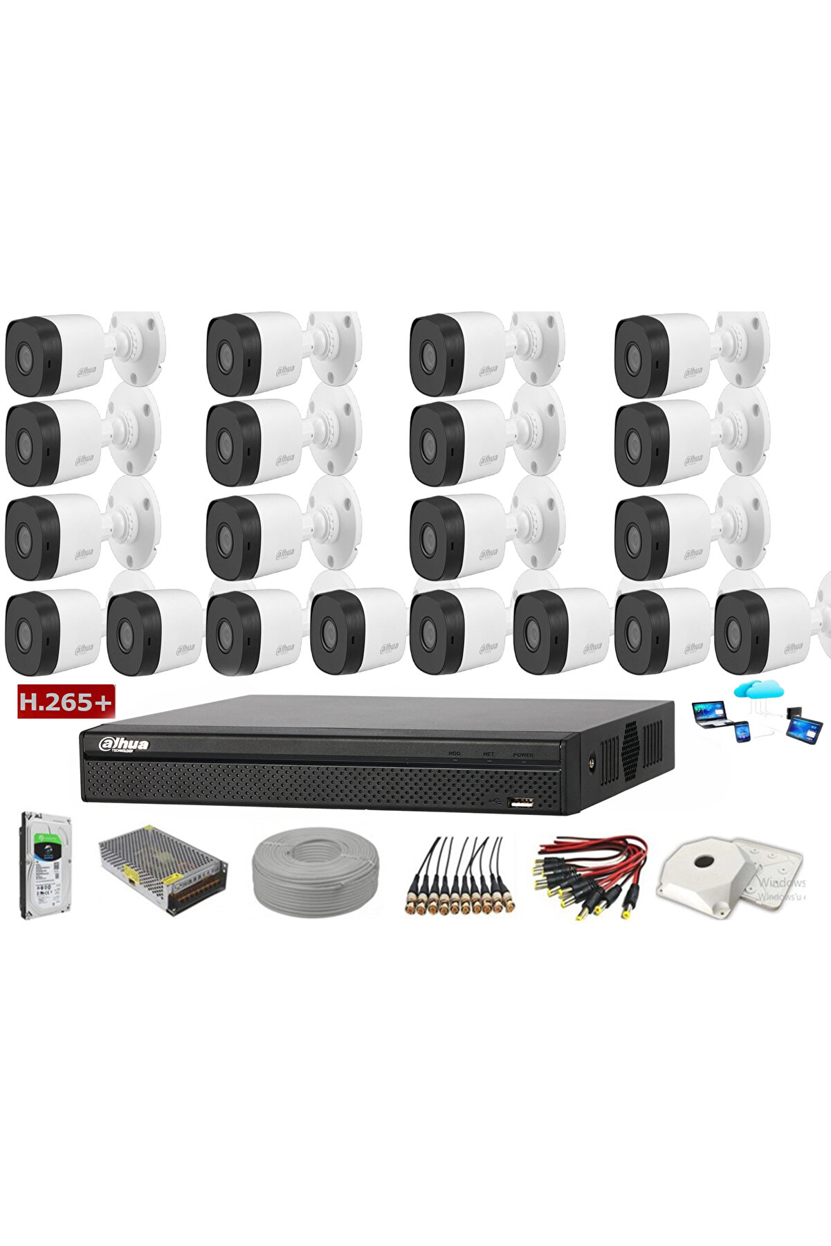 20 Kameralı 2 Mp Ahd Güvenlik Kamera Sistemi DAHUAHAC-B1A21-0360B