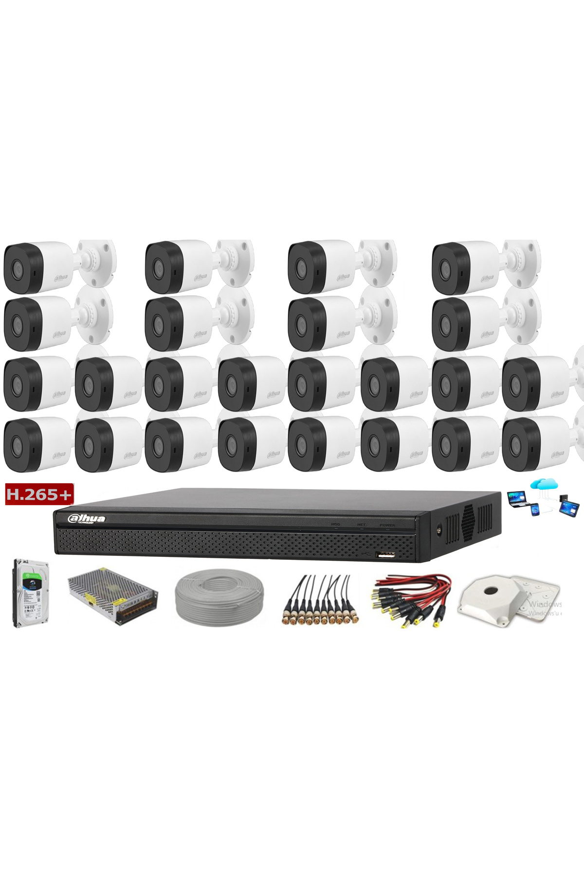 24 Kameralı 2 Mp Ahd Güvenlik Kamera Sistemi DAHUAHAC-B1A21-0360B