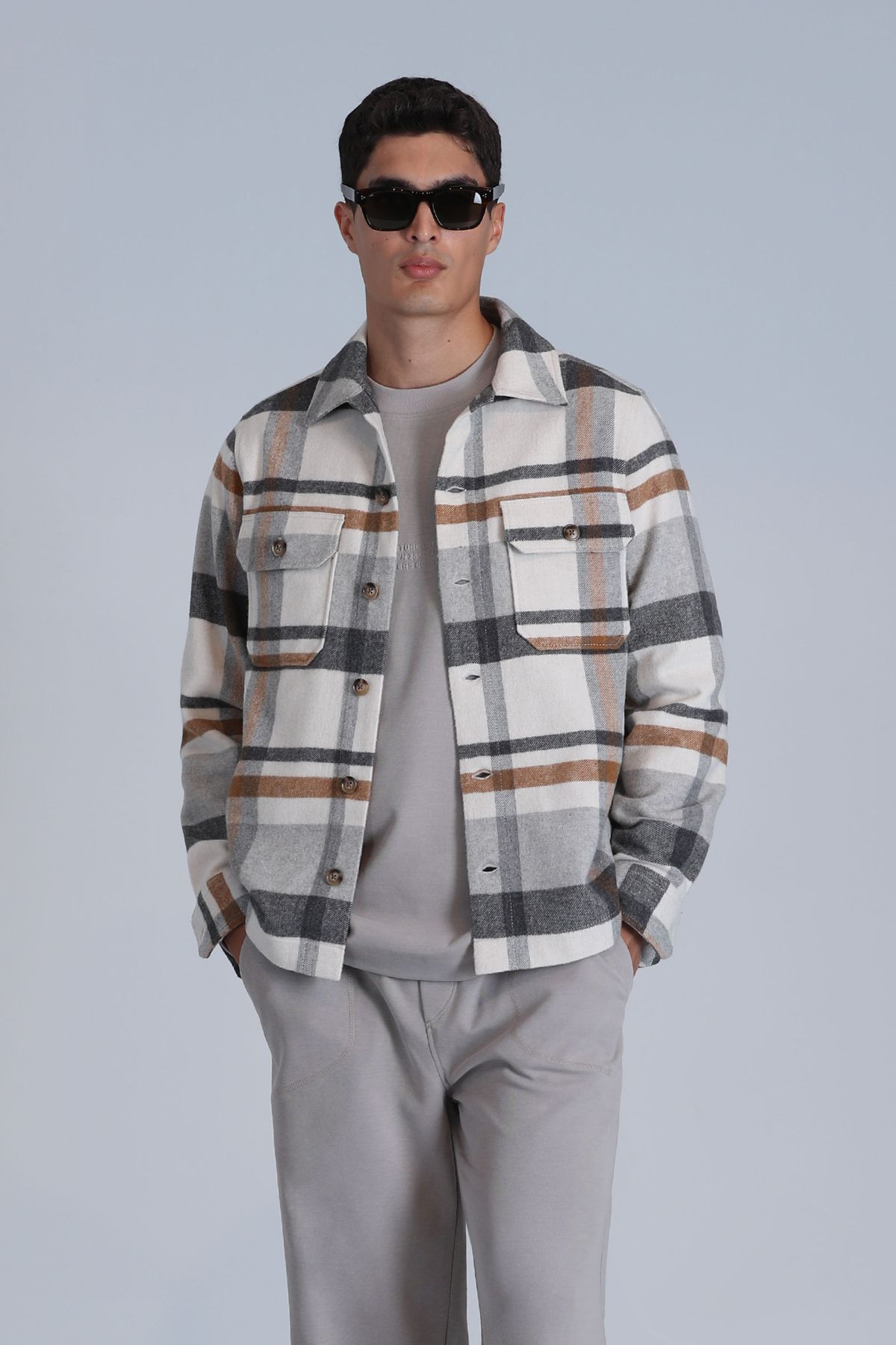 Lufian Fera Erkek Basic Gömlek Slim Fit Gri