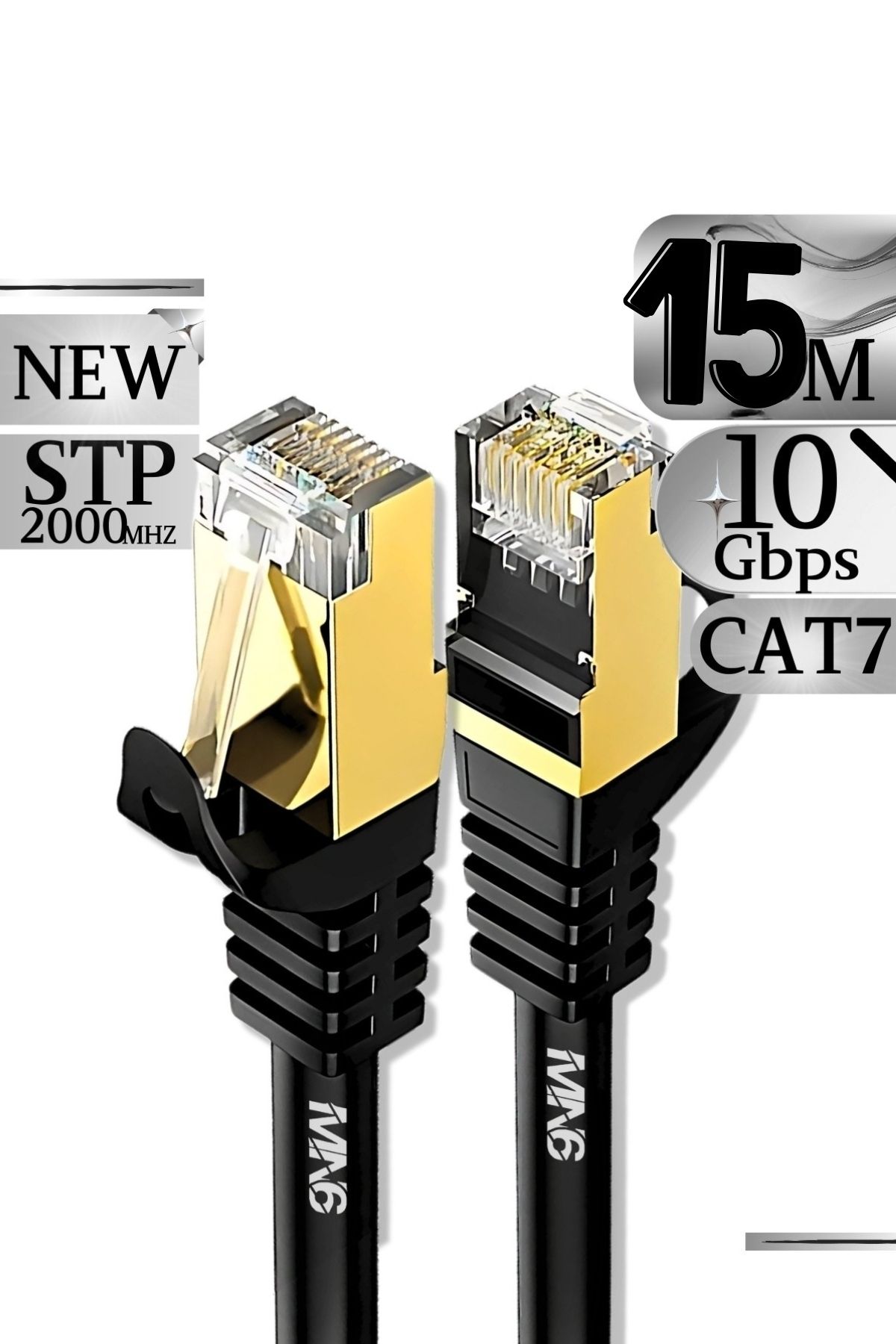 MN6 M109f Cat7 Kablo 15 Metre/10gbps-50 Mikron Altın Kaplama/stp/cat7 Ethernet Kablosu