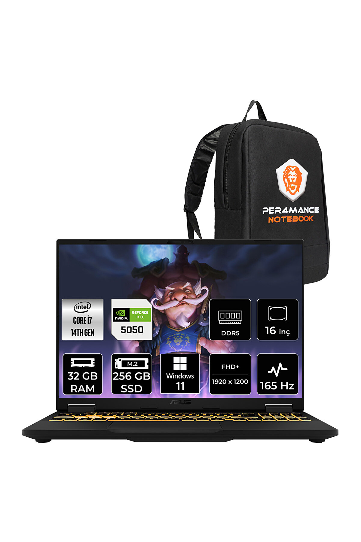 TUF F16 i5 13450HX 24GB 4TB SSD RTX5050/8GB 115W 165Hz 16'' WUXGA W11H Gaming Laptop FX608JH