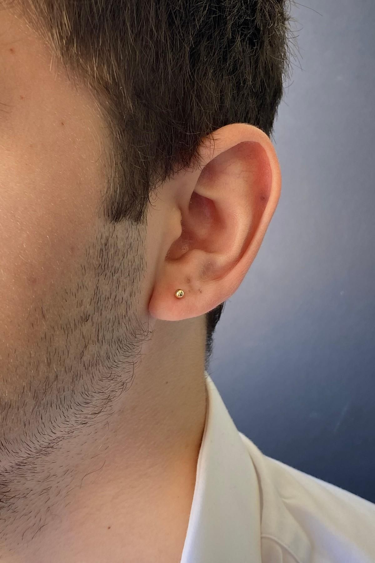 ZÜMRÜT SARRAF 14 Ayar Altın 3 mm Erkek Tek Küpe