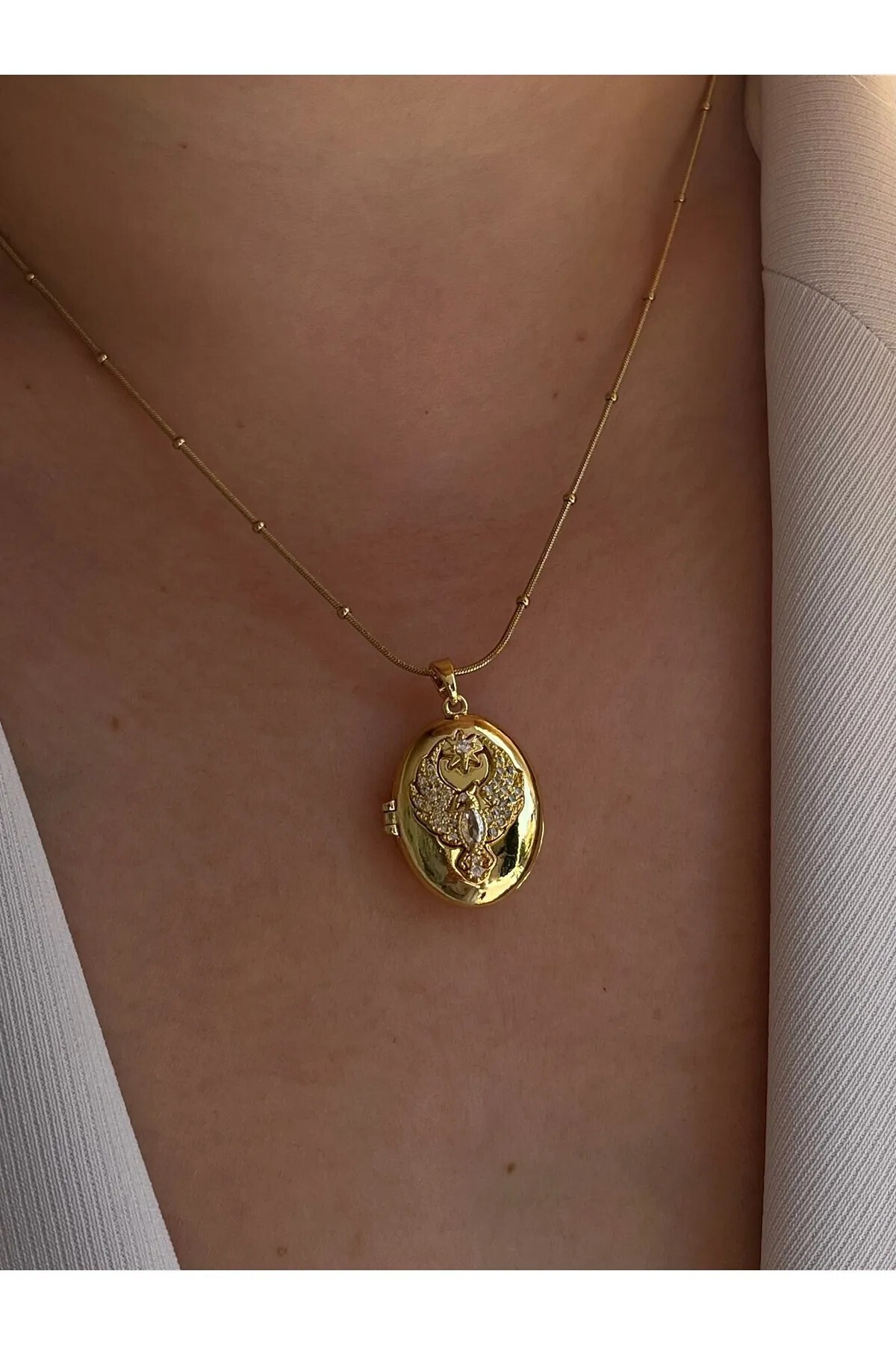 Alyacs Ankakuşu Alya Kolyesi Gold Renk Çelik Kapaklı Kolye