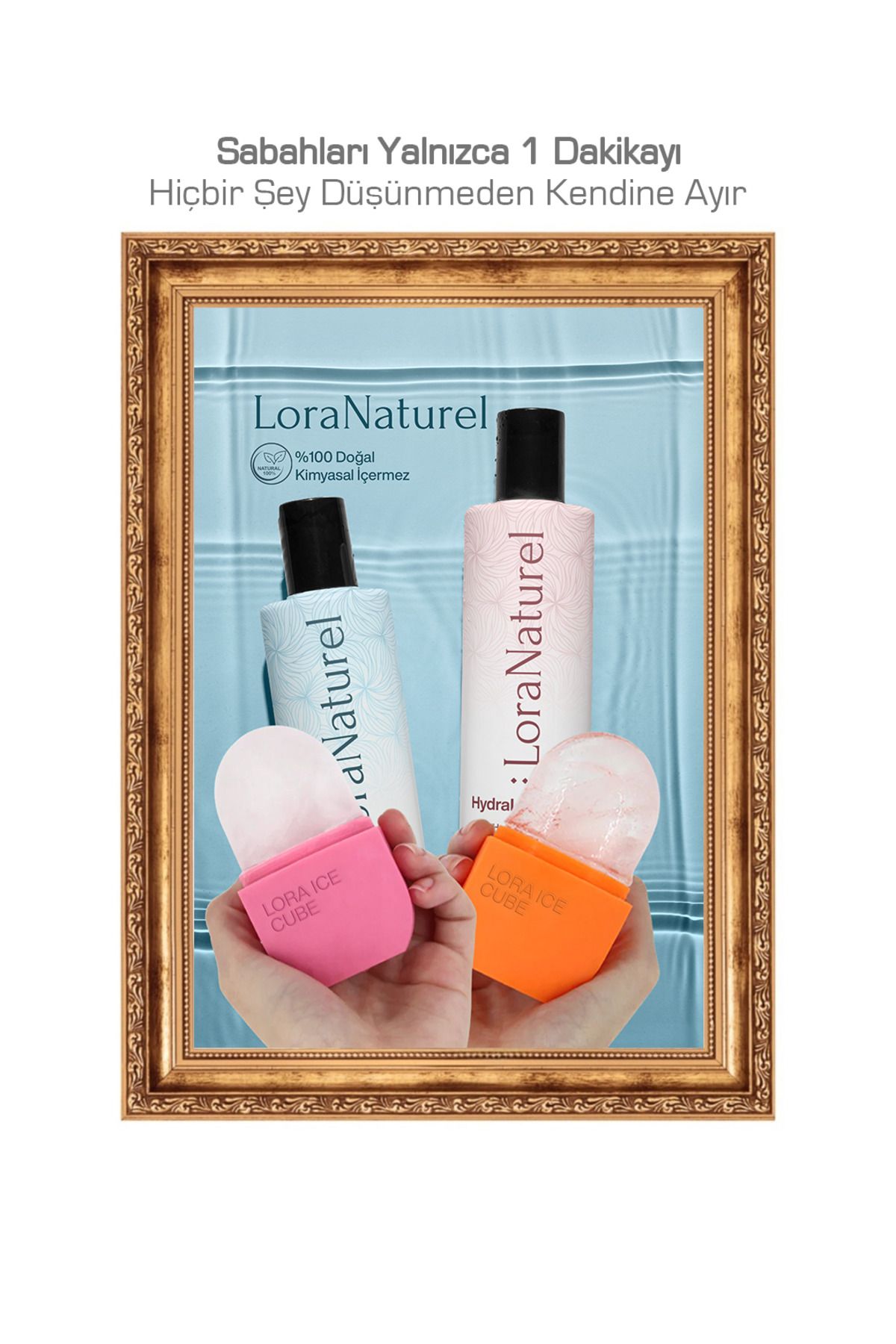 Lora Naturel %100 Doğal Vegan Buz Terapi Seti | 2 Adet Lora Ice Cube 2 Adet 500 ml Bitkisel Buz Serumu