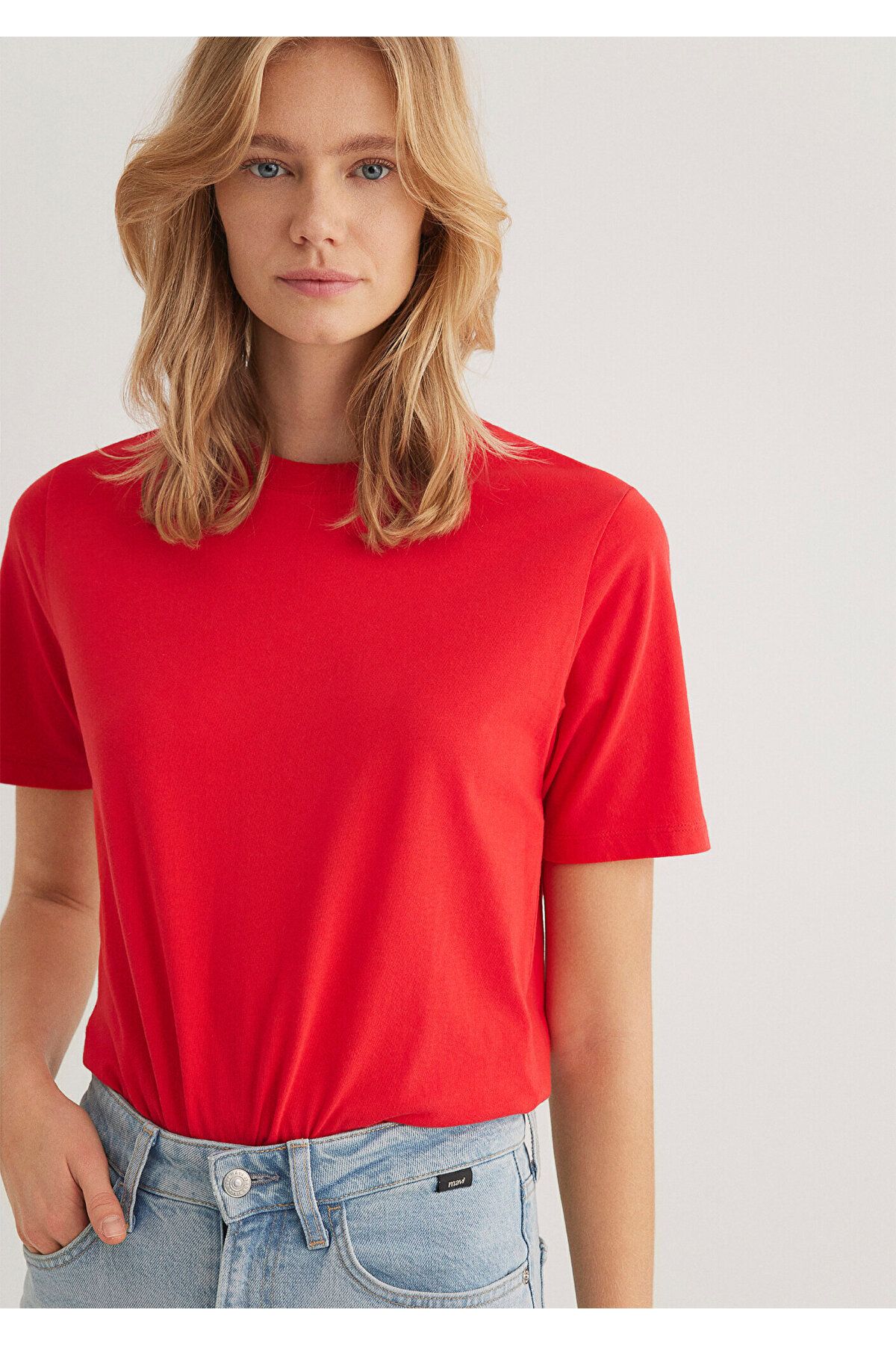 Mavi Kırmızı Basic Tişört Regular Fit / Normal Kesim 1600955-70467