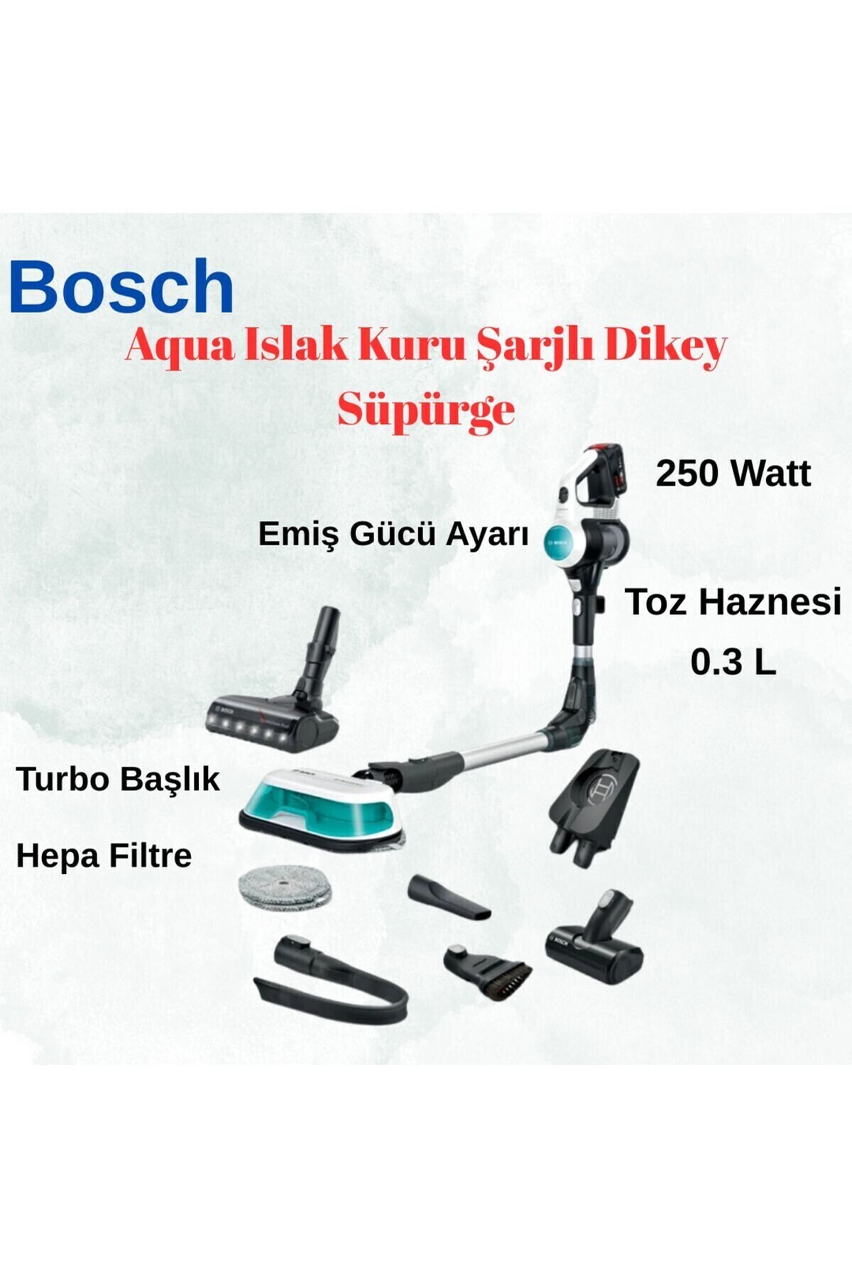 250 Watt Prohygienic Aqua Islak Kuru Şarjlı Dikey Süpürge
