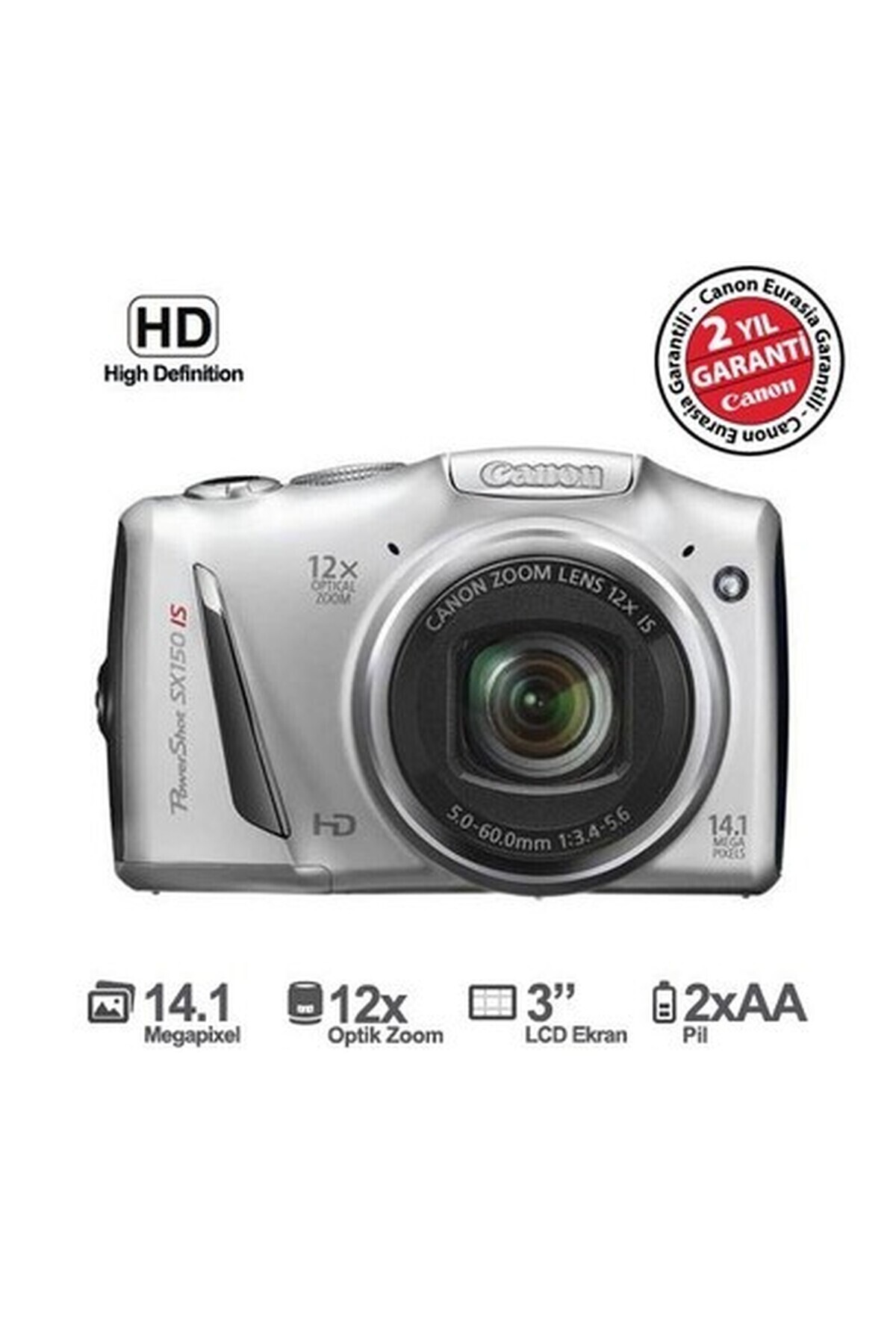 PowerShot SX150 IS 14.1MP 12X Optik Zoom 3.0\