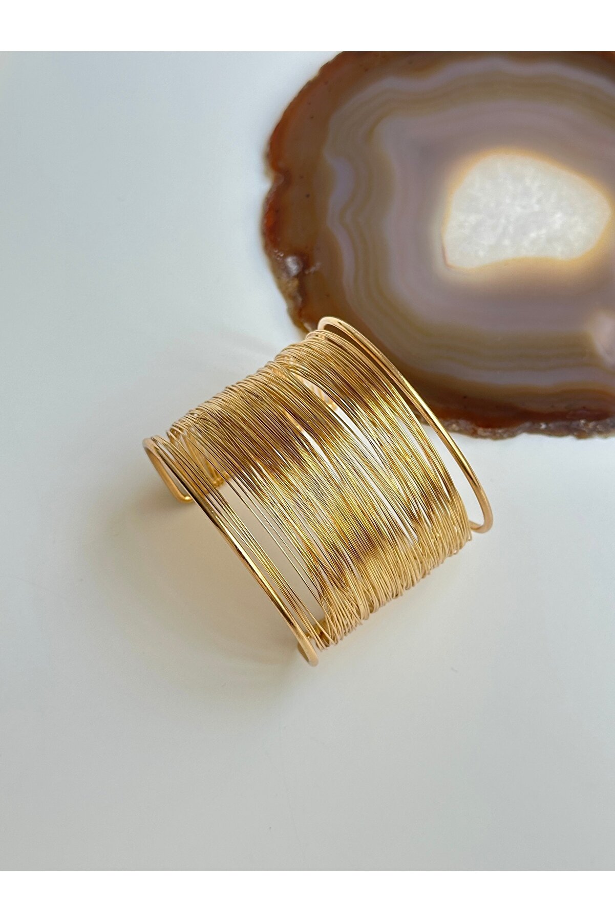 YOUES JEWELRY Adjustable Thick Bangle Bracelet - Gold Tone