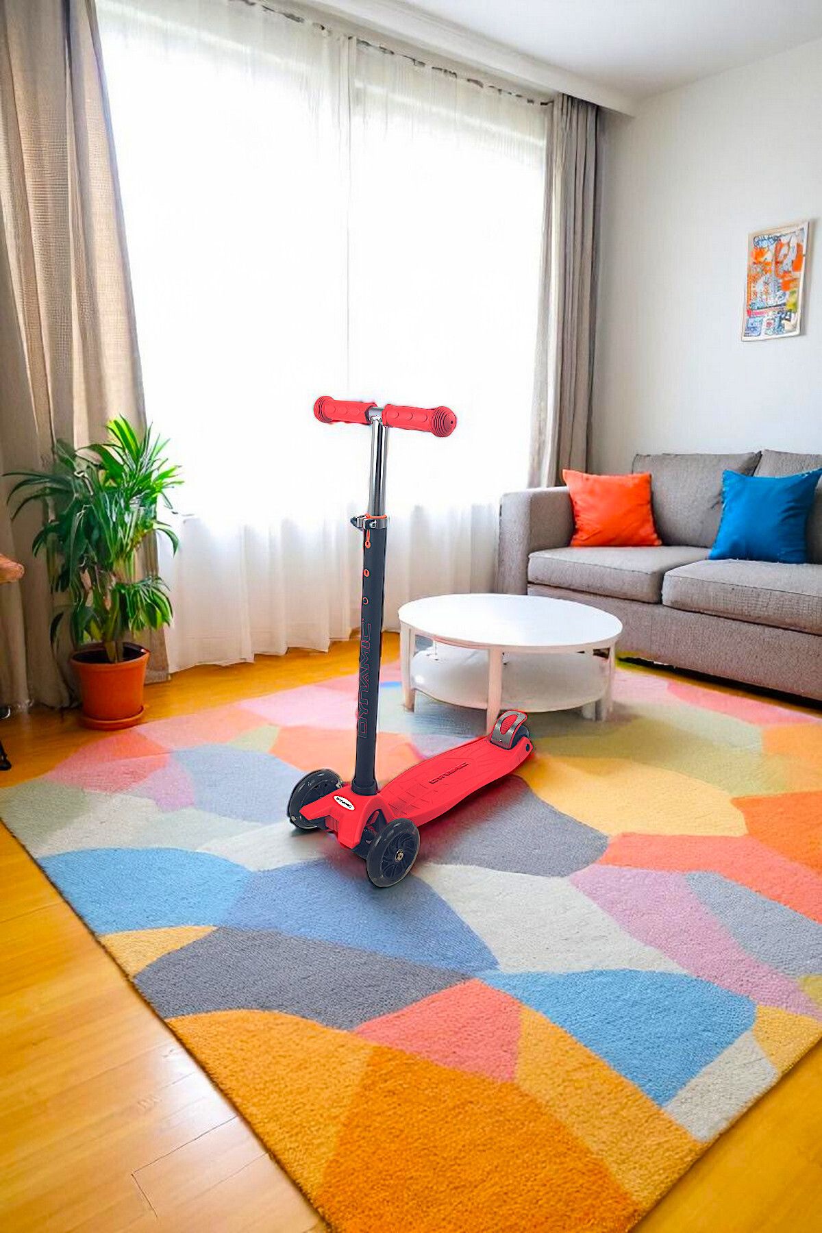 Dynamic Ht208 3 Tekerlekli Scooter Kırmızı Işıklı Tekerlekler