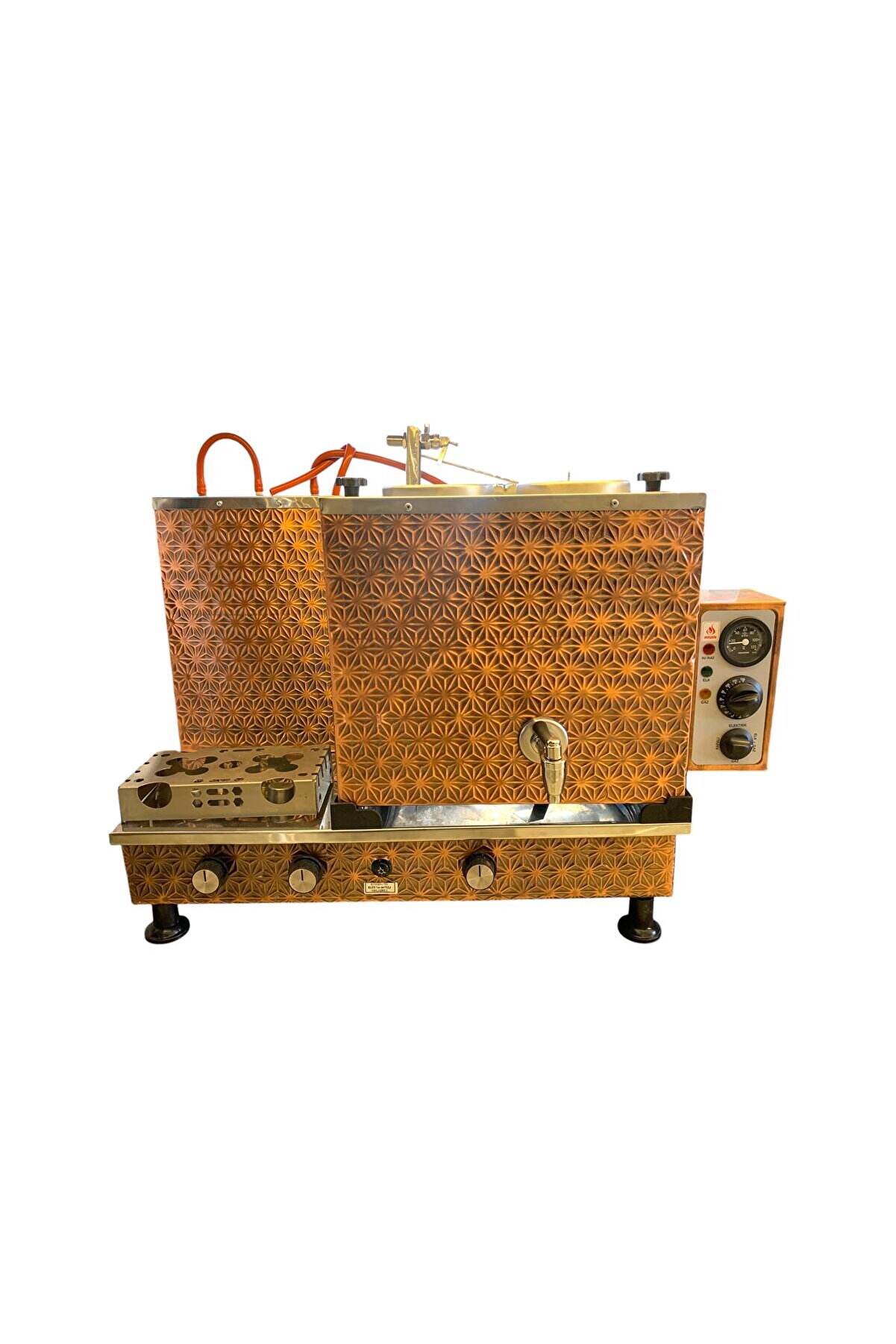 2 Demlikli Elektrik-Gazli Antik Bakır Yıldız Desen Full Otomatik Çay Kazanı
