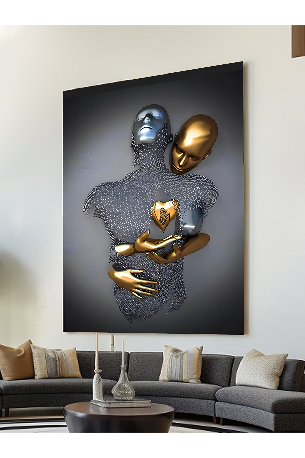 Eslem Kalbe Dokunan Soyut Kanvas Tablo - Duvar Sanatı | Yağlı Boya Tablolar