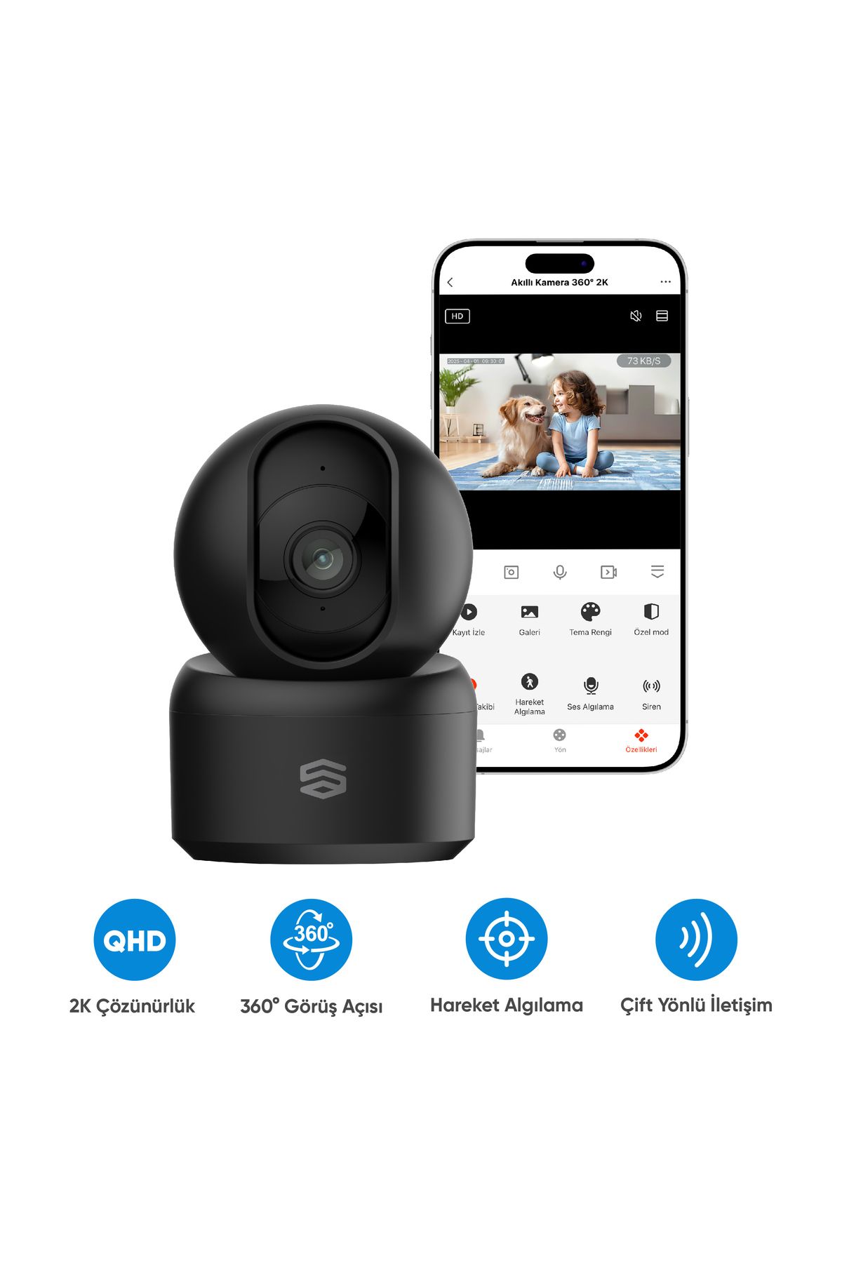 Şımart Teknoloji Akıllı Kamera Wifi 2k 1296p 360° Gece Görüşlü Çift Yönlü Ses - Hareket Algılama