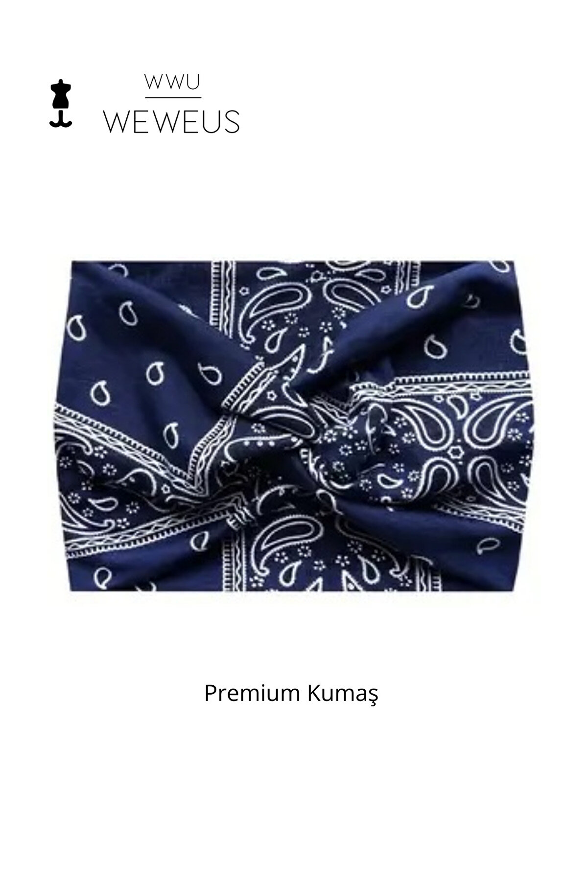 Weweus Lacivert Damla Desen Premium Kadın Saç Bandı - Şık ve Pratik Saç Bakımı