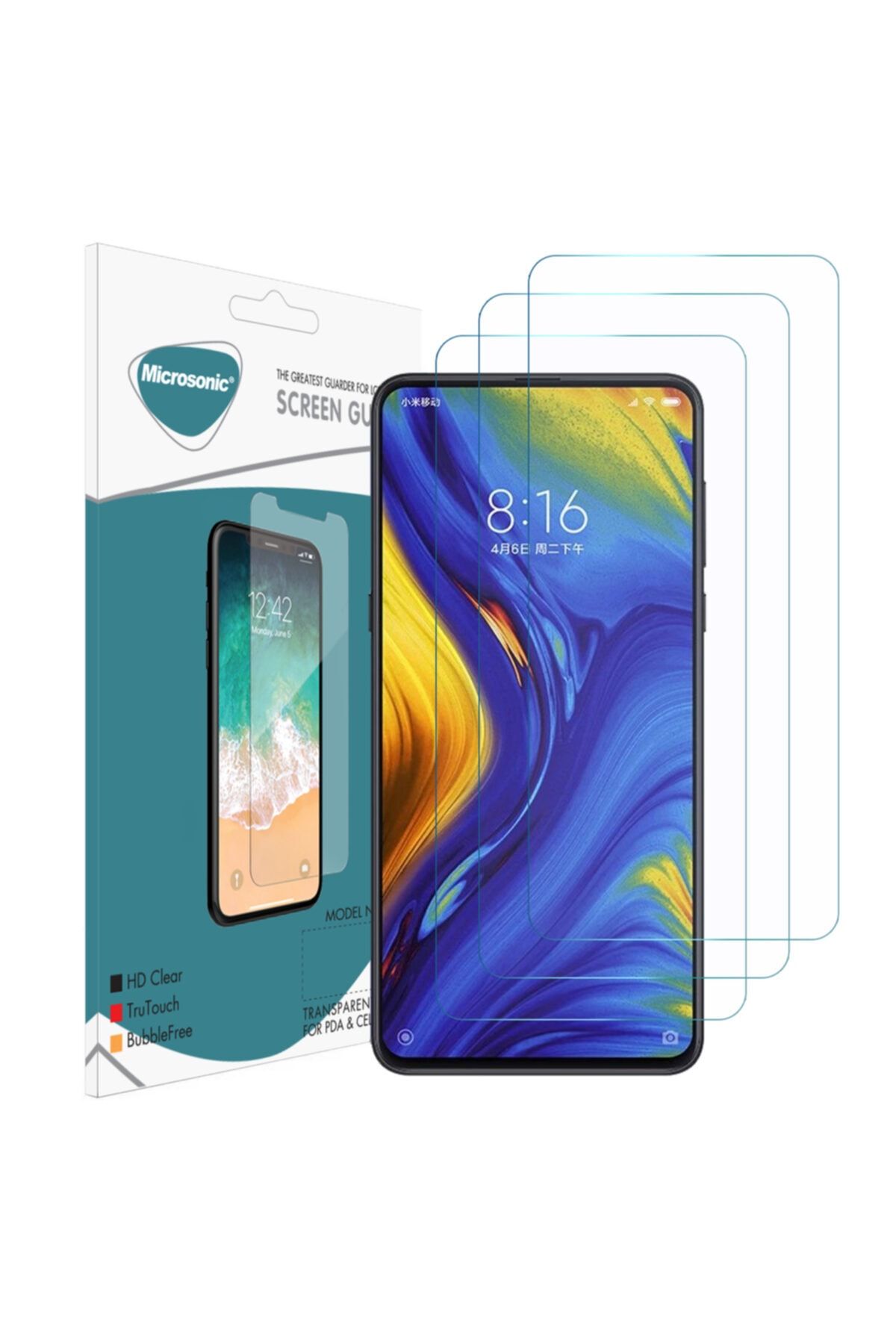 Microsonic Xiaomi Mi Mix 3 Ekran Koruyucu Nano Cam (3'lü Paket)