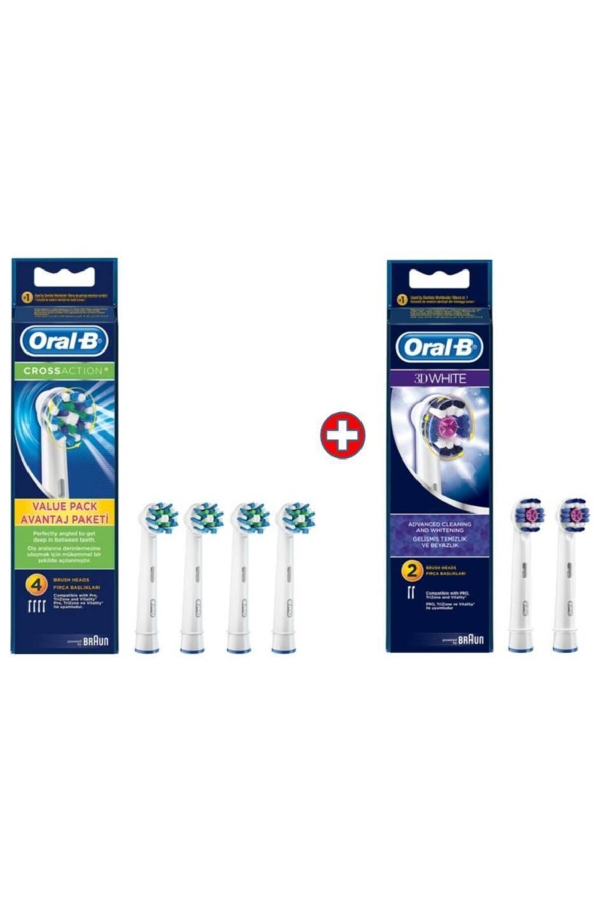 Oral-B Diş Fırçası Yedek Başlığı Cross Action 4'lü+3d White 2'li