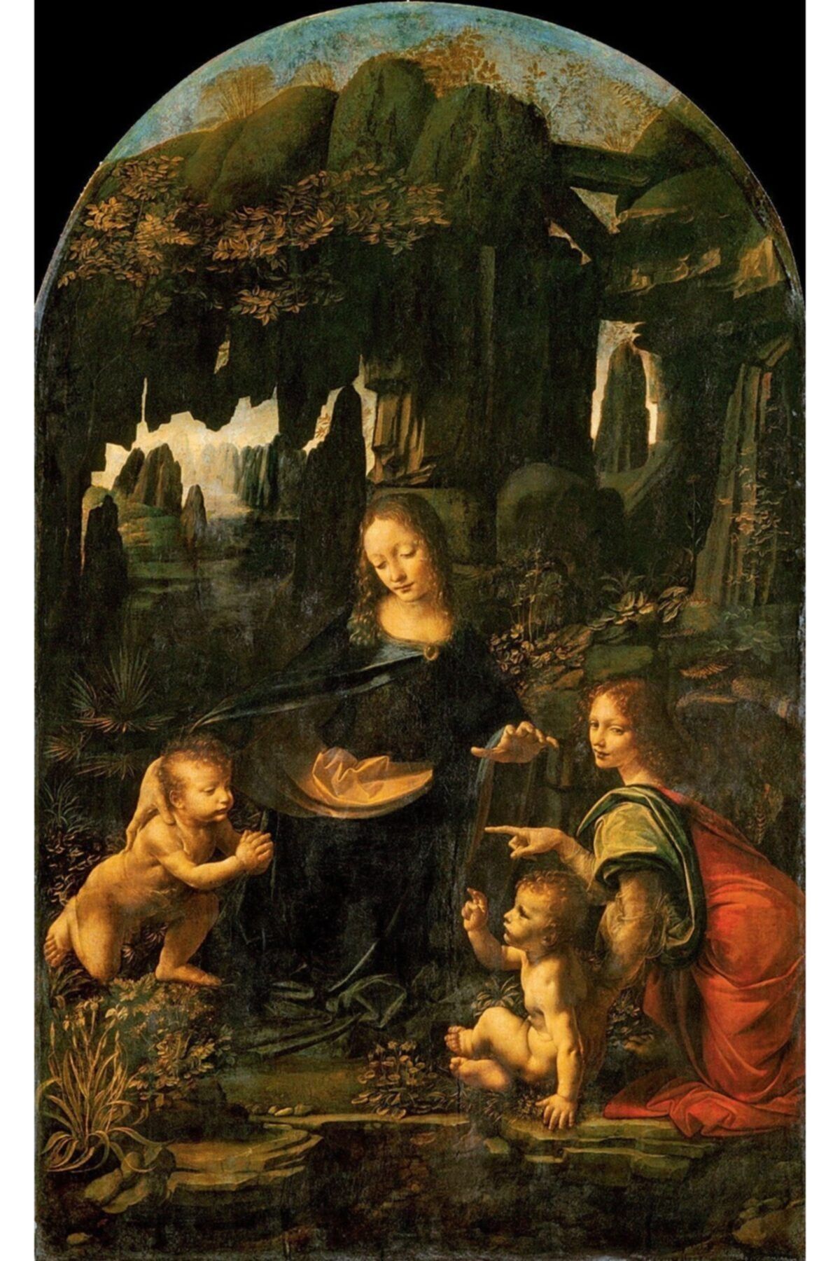 MARCEL SANAT Leonardo Da Vinci Kayalıklar Bakiresi (1483-1486) Elmas Mozaik Tablo 41x66cm