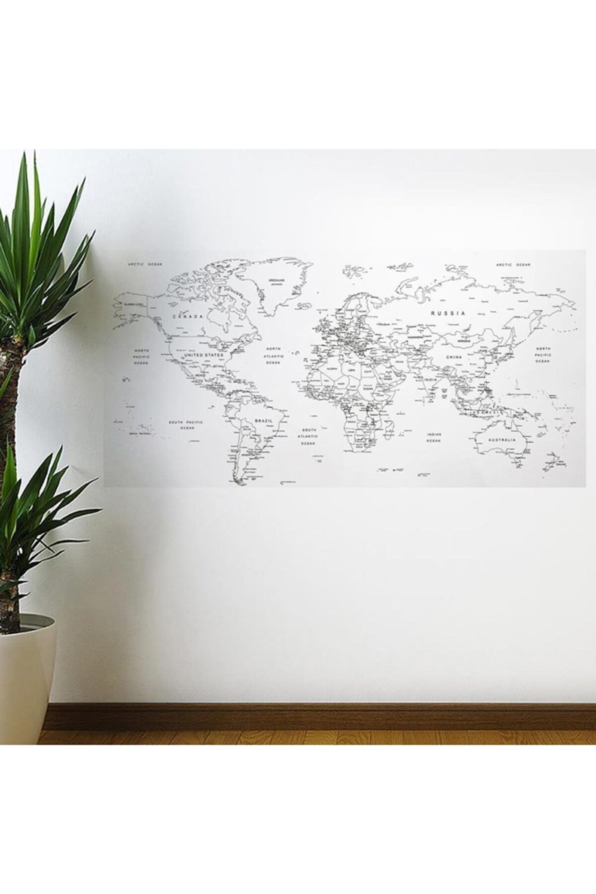 rennway Yazılabilir Dünya Haritası Manyetik Duvar Stickerı 110 X 56 Cm
