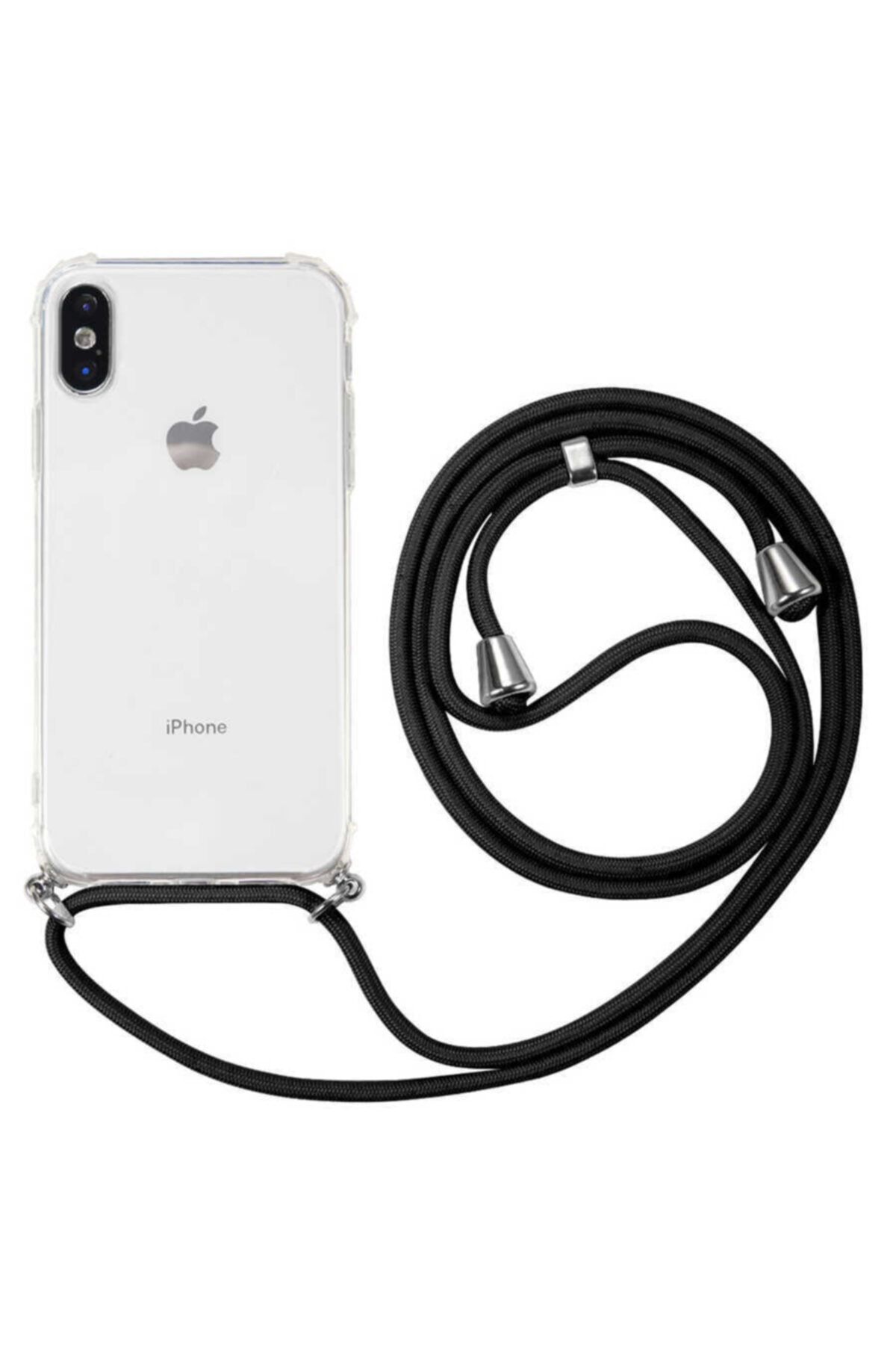 Fibaks Apple Iphone Xs İpli Boyun Askılı Köşe Korumalı Şeffaf Kapak Kılıf