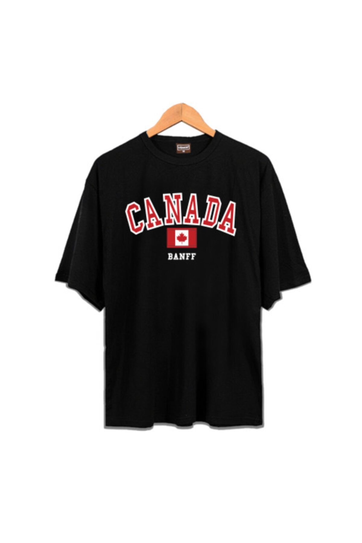 Genel Markalar & Zokawear - Unisex Siyah Canada Banff Oversize T-shirt