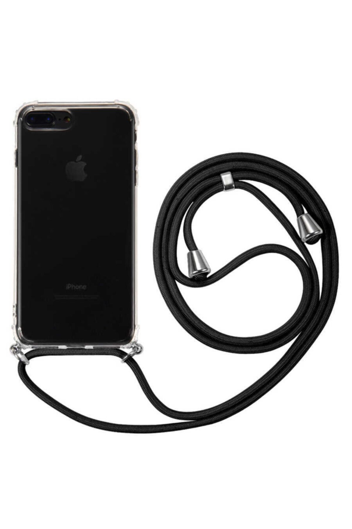 Fibaks Apple Iphone 8 Plus Ile Uyumlu Kılıf Ipli Boyun Askılı Köşe Korumalı Şeffaf Kapak