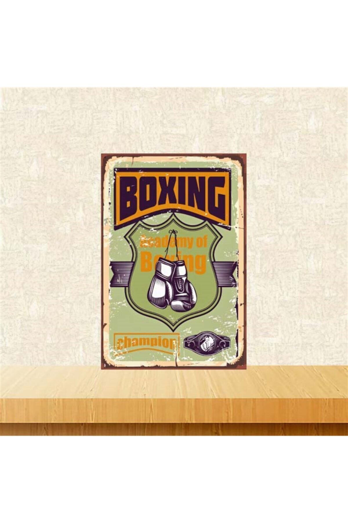 TAKIFİX Boxing 20-30 cm Retro Ahşap Poster Tkfx4223